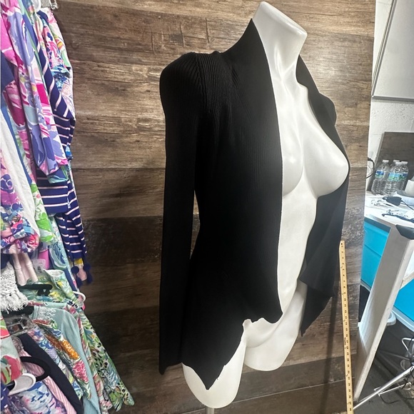 White House Black Market Elegant Black Open Cardigan - Picture 4 of 9